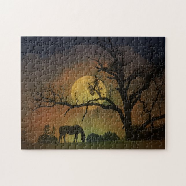 Fantasy Horse and Full Moon Jigsaw Puzzle (Horizontal)
