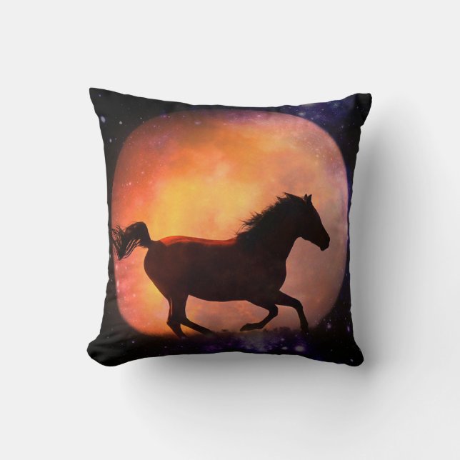 Fantasy Horse and Moon Decor Pillow (Front)