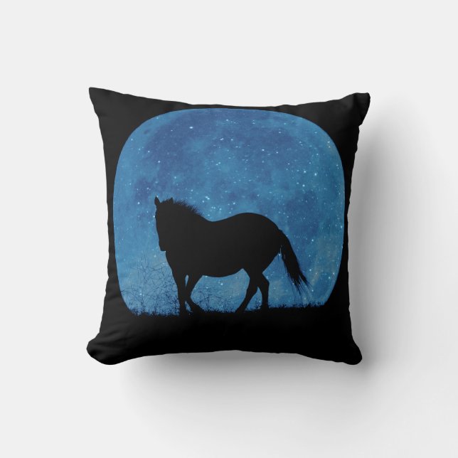Fantasy Horse and Moon Throw Pillow (Front)