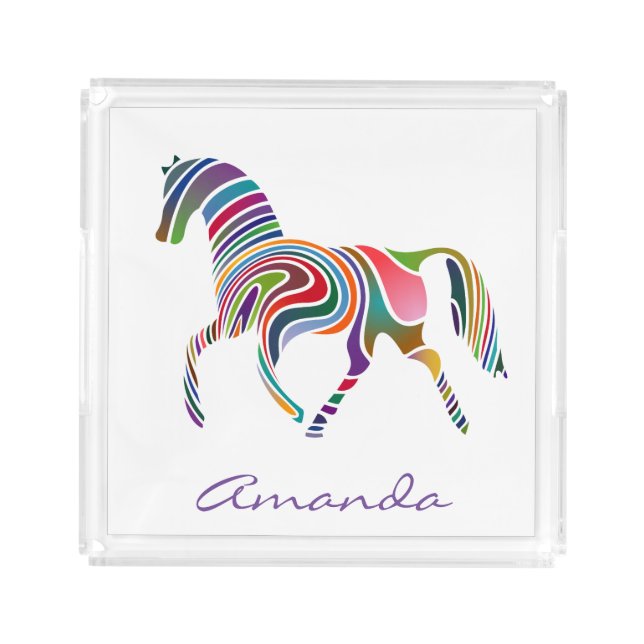 Fantasy Horse Monogrammed Acrylic Tray (Front)