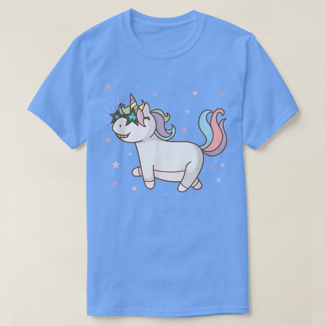 Fantasy Horse Unicorn with Star Glasses  T-Shirt (Design Front)