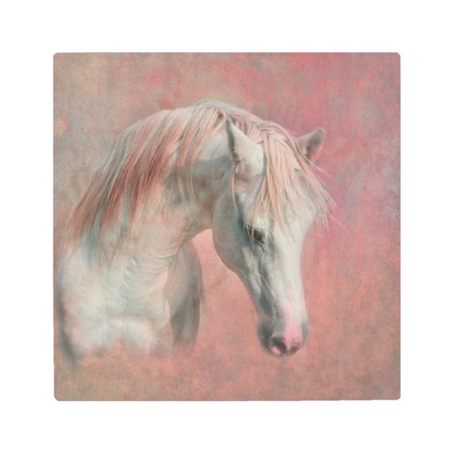 Fantasy Horse with Pink Mane Metal Print (Front)