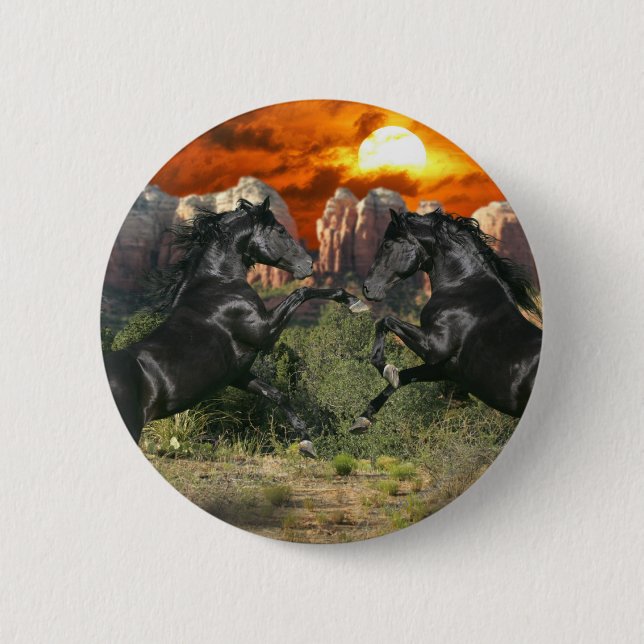 Fantasy Horses: Black Magic Button (Front)