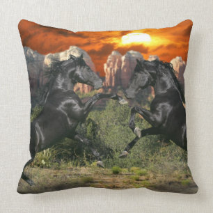 Fantasy Horses: Black Magic Throw Pillow