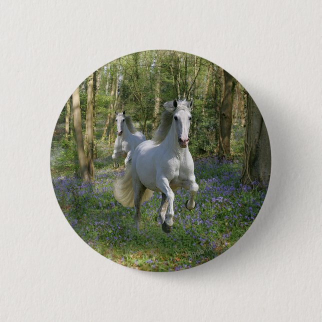 Fantasy Horses: Bluebell Wood Pinback Button (Front)