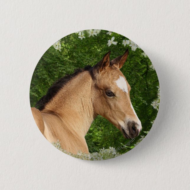 Fantasy Horses: Flowers Button (Front)