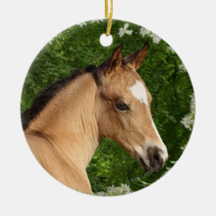 Fantasy Horses: Flowers Ceramic Ornament