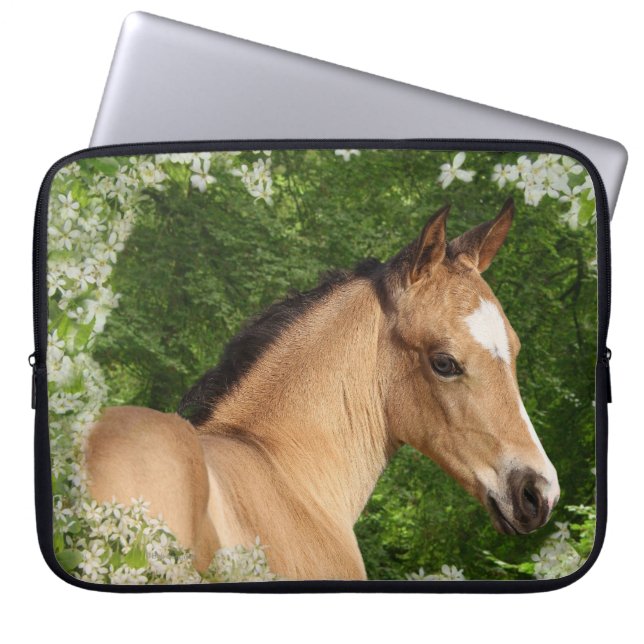 Fantasy Horses: Flowers Laptop Sleeve (Front)