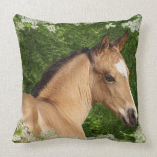 Fantasy Horses: Flowers Throw Pillow