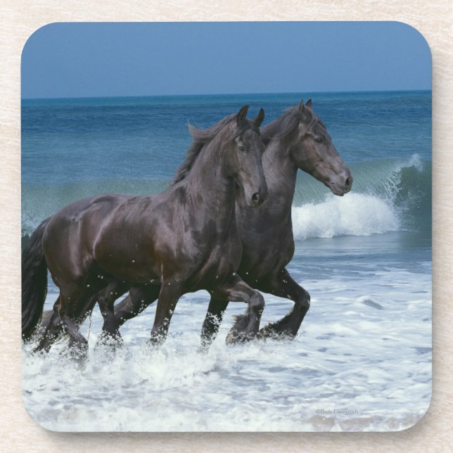 Fantasy Horses: Friesians & Sea Beverage Coaster (Front)