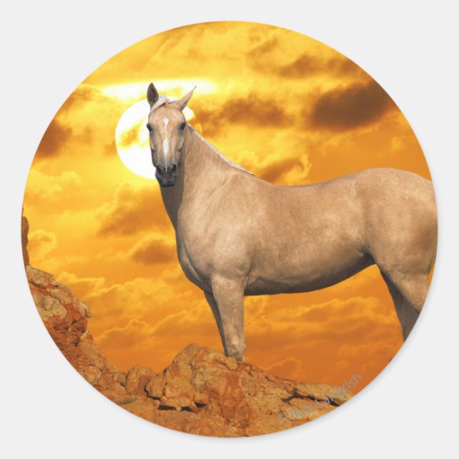 Fantasy Horses: Mountain Classic Round Sticker (Front)