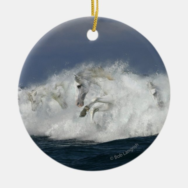 Fantasy Horses: Sea Ceramic Ornament (Front)