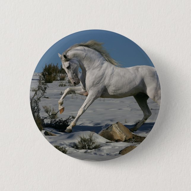 Fantasy Horses: Snow King Button (Front)