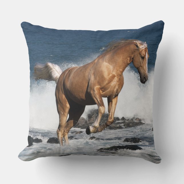 Fantasy Horses: Summer Splash Throw Pillow (Front)