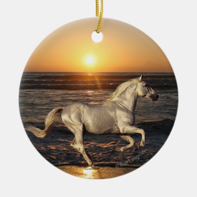 Fantasy Horses: Sunset Ceramic Ornament (Front)