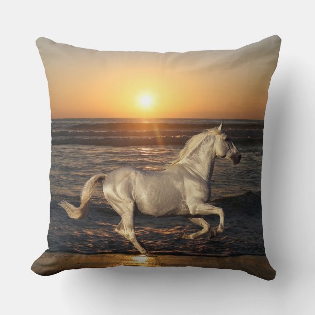 Fantasy Horses: Sunset Throw Pillow (Front)