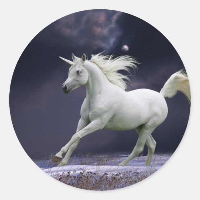 Fantasy Horses: Unicorn Classic Round Sticker (Front)