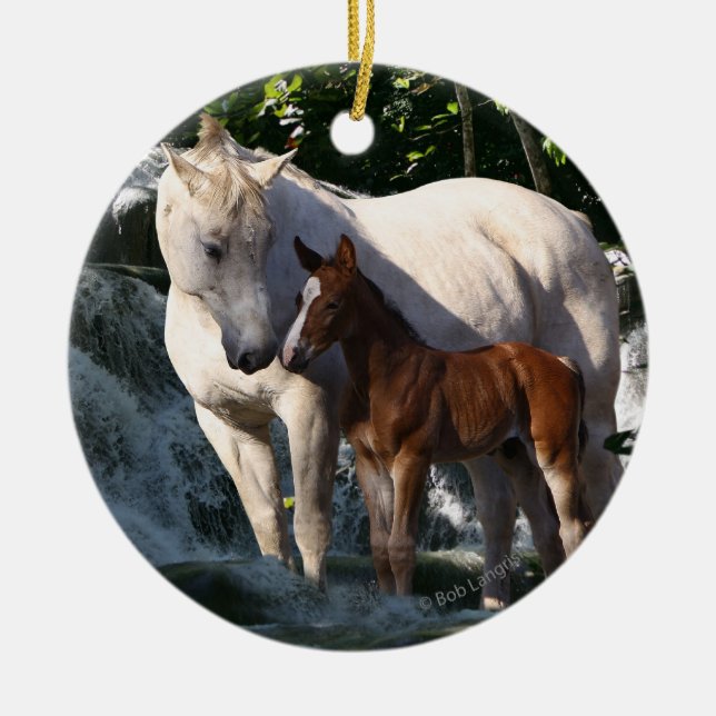 Fantasy Horses: Waterfall Ceramic Ornament (Front)