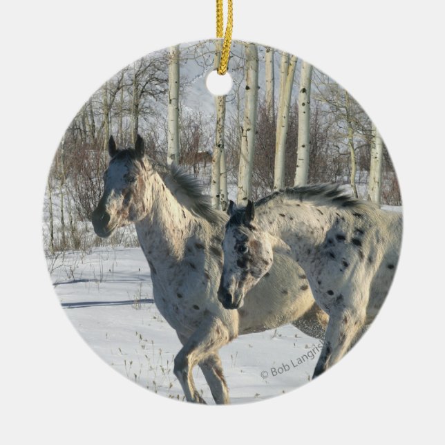 Fantasy Horses: Winter Wonderland Ceramic Ornament (Front)