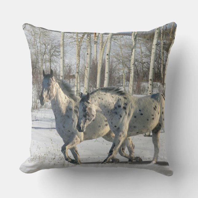 Fantasy Horses: Winter Wonderland Throw Pillow (Front)