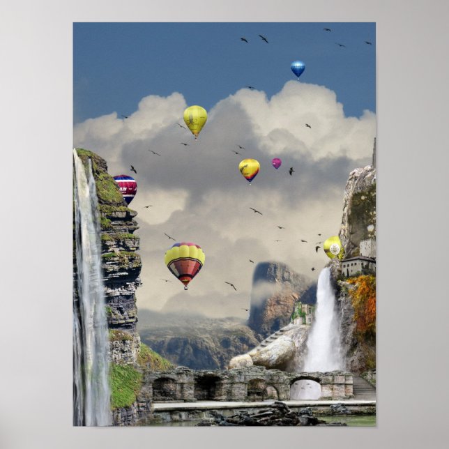 Fantasy hot air balloon art poster (Front)