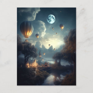 Fantasy Hot Air Balloons Landscape Postcard