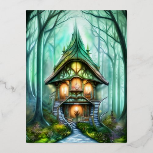 Fantasy House Foil Holiday Postcard