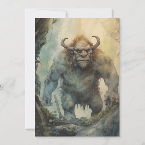 Fantasy Hulking Troll Mythological Creature Holiday Card