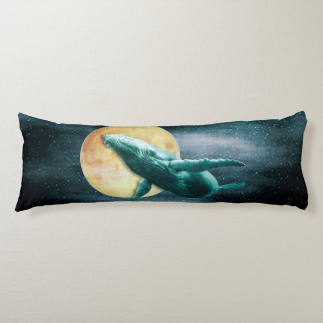 Fantasy Humpback Whale Flying to The Moon - Body P Pillow (Front)