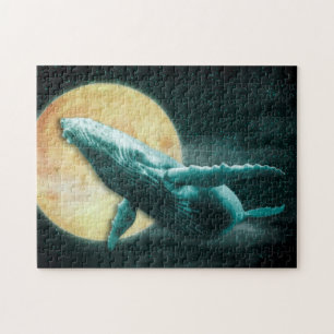 Fantasy Humpback Whale Flying to The Moon - Puzzle