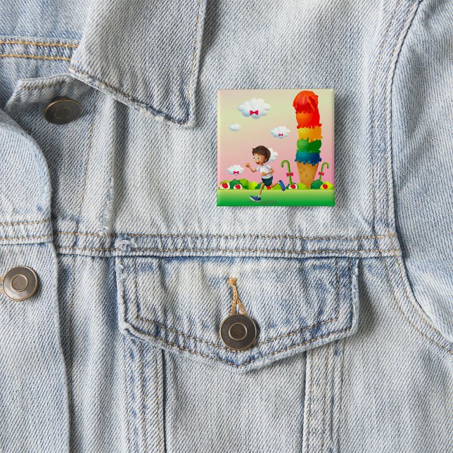Fantasy Ice Cream Cone with Happy Running Boy Button (Creator Uploaded)
