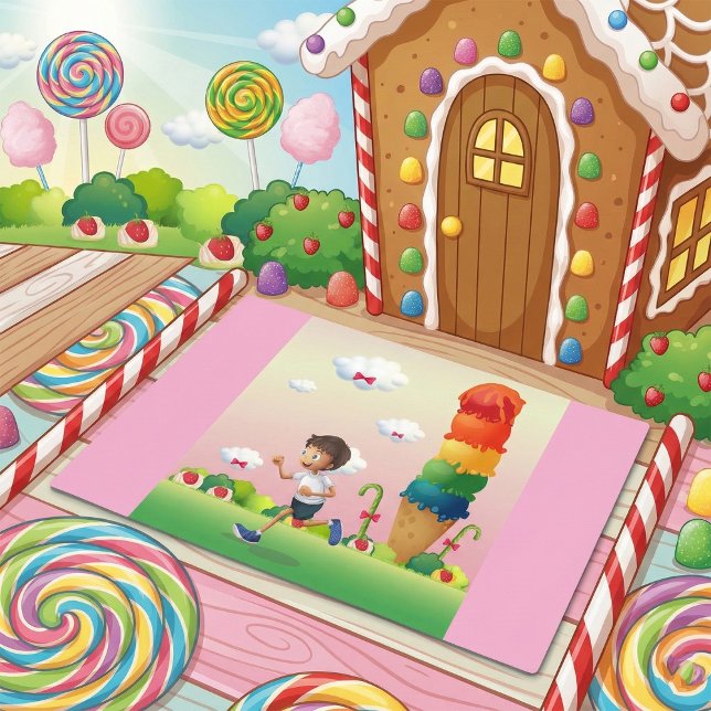 Fantasy Ice Cream Cone with Happy Running Boy Doormat (Creator Uploaded)