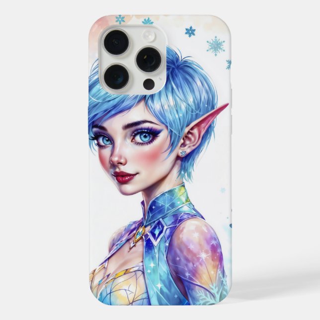 Fantasy ice elf winter magic snowflake art iphone case (Back)