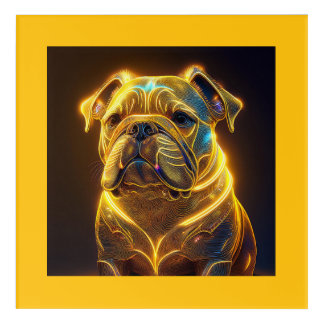 Fantasy Image Neon Yellow English Bulldog Acrylic Print