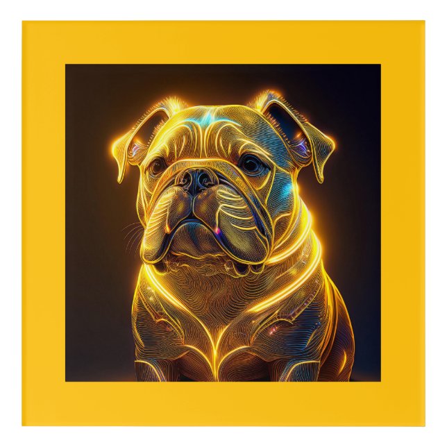 Fantasy Image Neon Yellow English Bulldog Acrylic Print (Front)