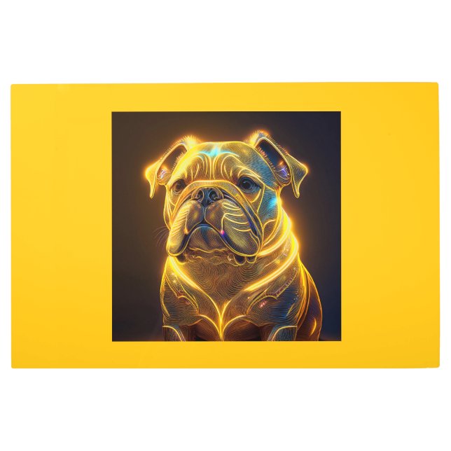 Fantasy Image Neon Yellow English Bulldog Metal Print (Front)