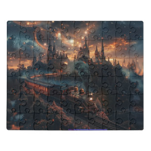 Fantasy image of a steam train in a fantasy land jigsaw puzzle