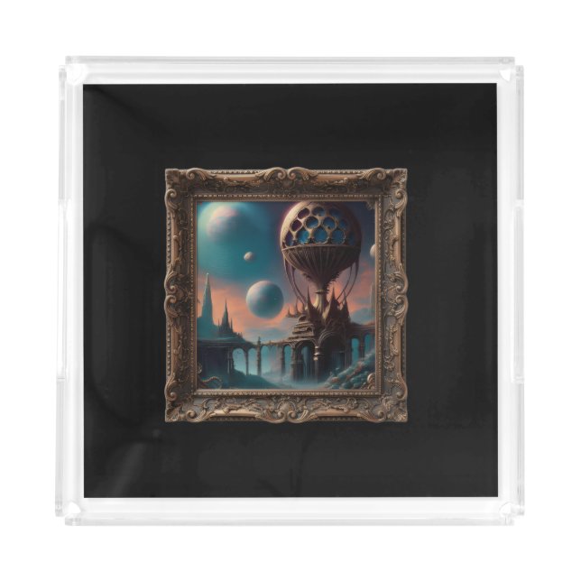 Fantasy Image Of A Strange Interstellar Structure Acrylic Tray (Front)