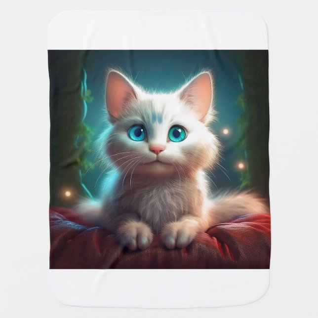 Fantasy Image Of A Young Albino Cat Baby Blanket (Front)