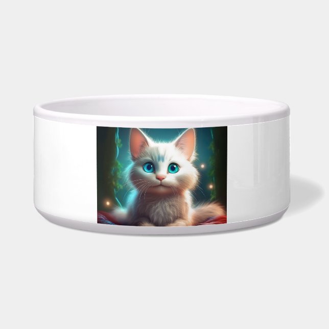 Fantasy Image Of A Young Albino Cat Bowl (Front)
