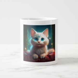 Fantasy Image Of A Young Albino Cat Giant Coffee Mug