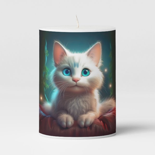 Fantasy Image Of A Young Albino Cat Pillar Candle (Front)
