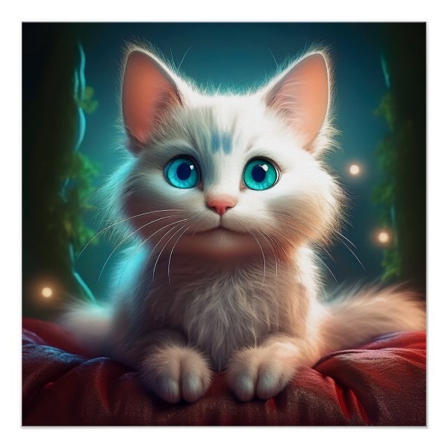 Fantasy Image Of A Young Albino Cat Poster (Front)