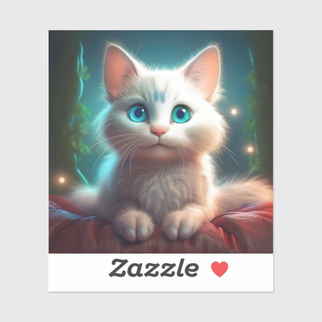 Fantasy Image Of A Young Albino Cat Sticker (Sheet)