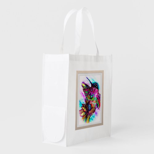 Fantasy in Flight Colorful Detailed Hummingbird Grocery Bag