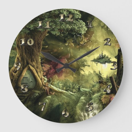 Fantasy in the Amazon Large Clock