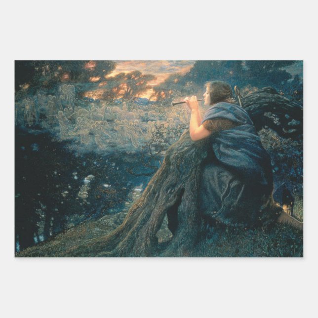 Fantasy in Twilight (by Edward Robert Hughes) Wrapping Paper Sheets (Front)
