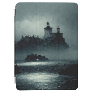 Fantasy Island Lighthouse Misty Foggy Dark Night iPad Air Cover