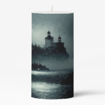 Fantasy Island Lighthouse Misty Foggy Dark Night