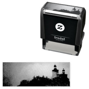 Fantasy Island Lighthouse Misty Foggy Dark Night Self-inking Stamp